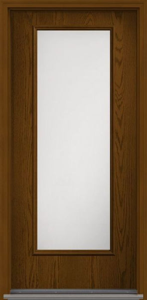 WDMA 34x96 Door (2ft10in by 8ft) Patio Oak Satin Etch 8ft Full Lite Flush Fiberglass Single Exterior Door HVHZ Impact 1