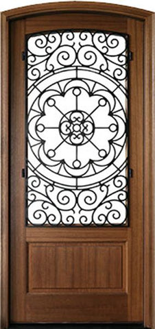 WDMA 36x108 Door (3ft by 9ft) Exterior Mahogany Trinity Impact Single Door/Arch Top w Iron #1 1-3/4 Thick 1