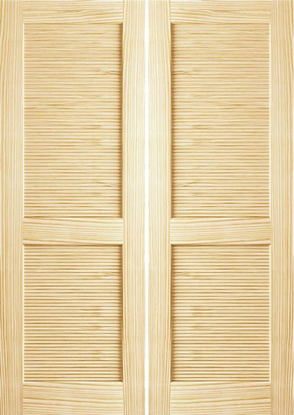 WDMA 36x80 Door (3ft by 6ft8in) Interior Swing Pine 80in Louver/Louver Clear Double Door 1