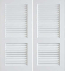 WDMA 36x80 Door (3ft by 6ft8in) Interior Swing Pine 80in Primed Plantation Louvers Double Door | 730 1