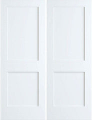 WDMA 36x80 Door (3ft by 6ft8in) Interior Swing Pine 80in Primed 2 Panel Shaker Double Door | 4102 1