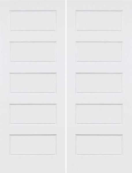 WDMA 36x80 Door (3ft by 6ft8in) Interior Barn Smooth 80in Conmore 5 Panel Shaker Solid Core Double Door|1-3/4in Thick 1