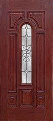 WDMA 36x80 Door (3ft by 6ft8in) Exterior Cherry Center Arch Lite Single Entry Door CD Glass 1