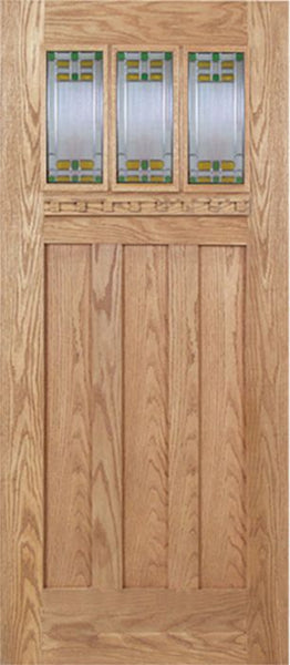 WDMA 36x80 Door (3ft by 6ft8in) Exterior Oak Barnsdale Single Door w/ GO Glass 1