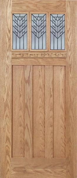 WDMA 36x80 Door (3ft by 6ft8in) Exterior Oak Barnsdale Single Door w/ E Glass 1