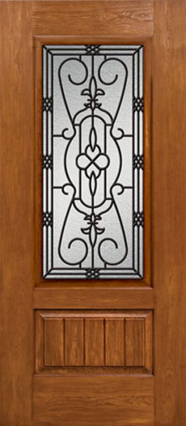 WDMA 36x80 Door (3ft by 6ft8in) Exterior Cherry Plank Panel 3/4 Lite Single Entry Door 3/4 Lite w/ MD Glass 1