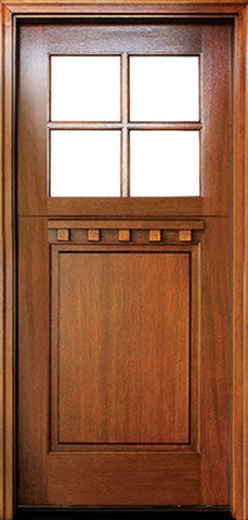 WDMA 36x80 Door (3ft by 6ft8in) Exterior Swing Mahogany Craftsman 1 Panel 4 Lite Square Single Door Dutch Door 1