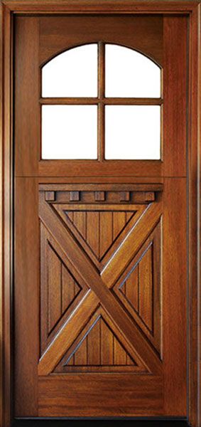 WDMA 36x80 Door (3ft by 6ft8in) Exterior Swing Mahogany Craftsman Crossbuck Panel 4 Lite Arched Single Door Dutch Door 1