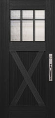 WDMA 36x80 Door (3ft by 6ft8in) Exterior Mahogany 36in x 80in Craftsman Marginal 6 Lite SDL X Panel Door 1