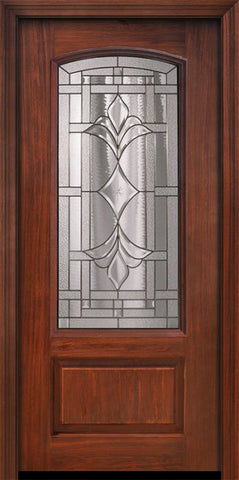 WDMA 36x80 Door (3ft by 6ft8in) Exterior Cherry Pro 80in 1 Panel 3/4 Arch Lite Marsala Door 1