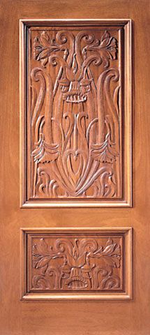 WDMA 36x84 Door (3ft by 7ft) Exterior Mahogany Single Door Colonial Hand Carved 2-Panel in  1