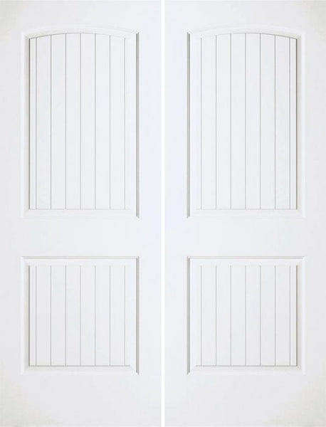 WDMA 36x96 Door (3ft by 8ft) Interior Swing Smooth 96in Santa Fe Hollow Core Double Door|1-3/8in Thick 1