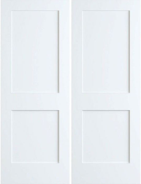 WDMA 36x96 Door (3ft by 8ft) Interior Swing Pine 96in Primed 2 Panel Shaker Double Door | 4102 1