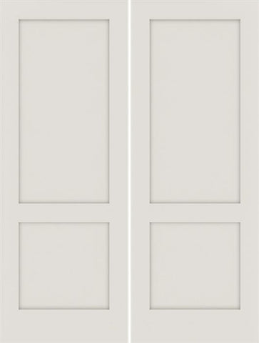 WDMA 36x96 Door (3ft by 8ft) Interior Swing Smooth 96in Primed 2 Panel Shaker Double Door|1-3/8in Thick 1