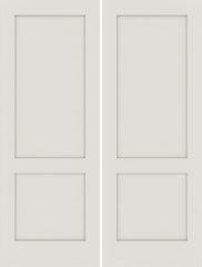 WDMA 36x96 Door (3ft by 8ft) Interior Swing Smooth 96in Primed 2 Panel Shaker Double Door|1-3/8in Thick 1