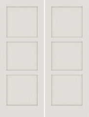 WDMA 36x96 Door (3ft by 8ft) Interior Swing Smooth 96in Primed 3 Panel Shaker Double Door|1-3/8in Thick 1