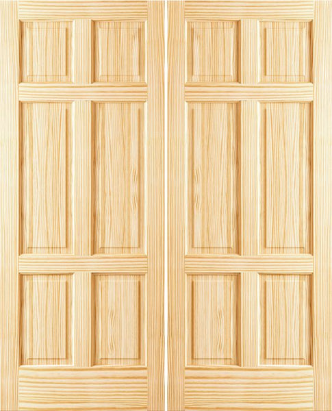 WDMA 36x96 Door (3ft by 8ft) Interior Swing Pine 96in 6 Panel Clear Double Door 1