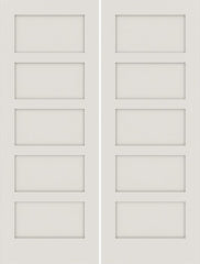 WDMA 36x96 Door (3ft by 8ft) Interior Swing Smooth 96in Primed 5 Panel Shaker Double Door|1-3/8in Thick 1