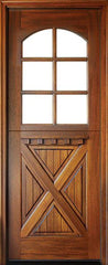 WDMA 36x96 Door (3ft by 8ft) Exterior Swing Mahogany Craftsman Crossbuck Panel 6 Lite Arched Single Door Dutch Door 1