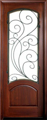 WDMA 36x96 Door (3ft by 8ft) Exterior Swing Mahogany Aberdeen Single Door w Redwood Iron 1