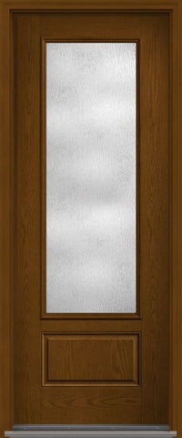 WDMA 36x96 Door (3ft by 8ft) Patio Oak Rainglass 8ft 3/4 Lite 1 Panel Fiberglass Single Exterior Door HVHZ Impact 1