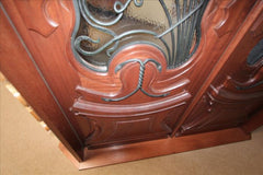 WDMA 36x96 Door (3ft by 8ft) Exterior Mahogany AN-2004-1 Tree Lite Hand Carved Art Nouveau Single Door Forged Iron 2