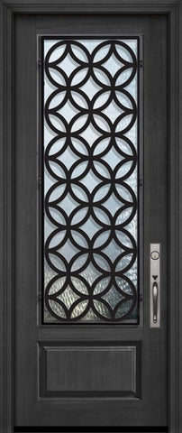 WDMA 36x96 Door (3ft by 8ft) Exterior Cherry 96in 1 Panel 3/4 Lite Eclectic Steel Grille Door 1