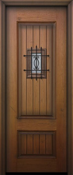 WDMA 36x96 Door (3ft by 8ft) Exterior Mahogany 96in 2 Panel Square V-Grooved Door with Speakeasy 1