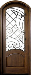 WDMA 36x96 Door (3ft by 8ft) Exterior Swing Mahogany Aberdeen Single Door/Arch Top w Iron #1 Right 1