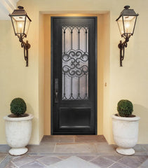 WDMA 36x96 Door (3ft by 8ft) Exterior 36in x 96in Tivoli 3/4 Lite Single Wrought Iron Entry Door 2