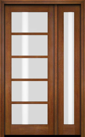 WDMA 38x80 Door (3ft2in by 6ft8in) Exterior Swing Mahogany 5 Lite TDL Single Entry Door Full Sidelight 4