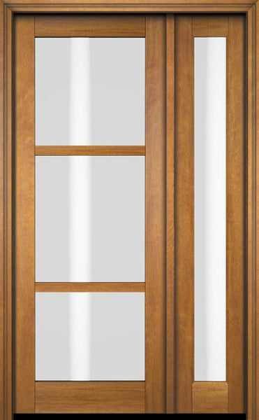 WDMA 38x80 Door (3ft2in by 6ft8in) Exterior Swing Mahogany 3 Lite Windermere Shaker Single Entry Door Sidelight 1