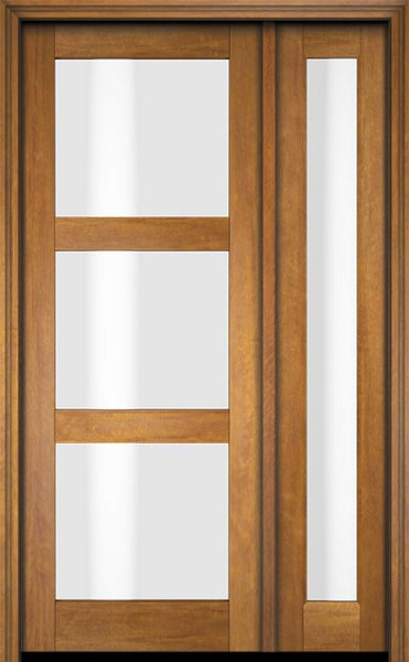 WDMA 38x80 Door (3ft2in by 6ft8in) Exterior Swing Mahogany Modern 3 Lite Shaker Single Entry Door Sidelight 1