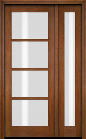 WDMA 38x80 Door (3ft2in by 6ft8in) Exterior Swing Mahogany 4 Lite Windermere Shaker Single Entry Door Sidelight 4