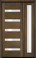 WDMA 38x80 Door (3ft2in by 6ft8in) Exterior Swing Mahogany Modern Slimlite 501 Shaker Single Entry Door Sidelight 3