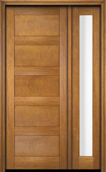 WDMA 38x80 Door (3ft2in by 6ft8in) Exterior Swing Mahogany Modern 5 Flat Panel Shaker Single Entry Door Sidelight 1