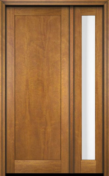 WDMA 38x80 Door (3ft2in by 6ft8in) Exterior Swing Mahogany Modern Full Flat Cross Panel Shaker Single Entry Door Sidelight 1