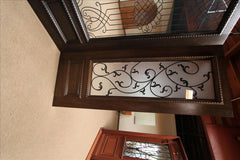 WDMA 38x80 Door (3ft2in by 6ft8in) Exterior Mahogany Designer Iron Scrollwork Glass Door One Sidelight 4