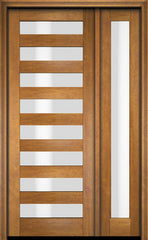 WDMA 38x84 Door (3ft2in by 7ft) Exterior Swing Mahogany Modern Slimlite Glass Shaker Single Entry Door Sidelight 1