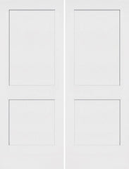 WDMA 40x80 Door (3ft4in by 6ft8in) Interior Swing Smooth 80in Monroe 2 Panel Shaker Hollow Core Double Door|1-3/8in Thick 1