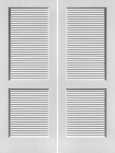 WDMA 40x80 Door (3ft4in by 6ft8in) Interior Swing Pine 80in Primed Louver Over Louver Double Door | 730 1