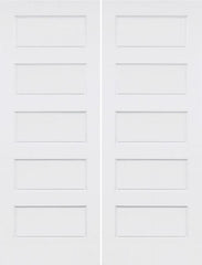 WDMA 40x80 Door (3ft4in by 6ft8in) Interior Swing Smooth 80in Conmore 5 Panel Shaker Solid Core Double Door|1-3/8in Thick 1