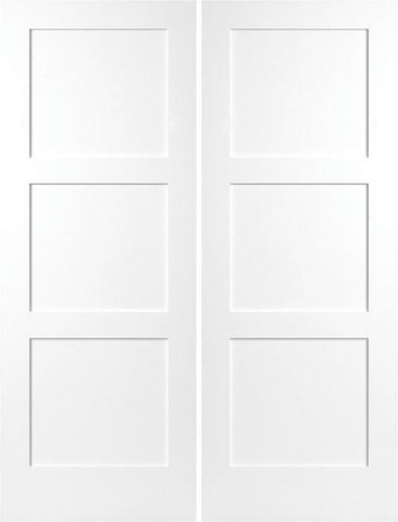 WDMA 40x80 Door (3ft4in by 6ft8in) Interior Barn Smooth 80in Birkdale 3 Panel Shaker Solid Core Double Door|1-3/8in Thick 1