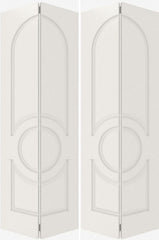 WDMA 40x84 Door (3ft4in by 7ft) Interior Bypass Smooth 3130 MDF 3 Panel Round Panel Circle Double Door 2