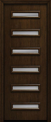 WDMA 42x96 Door (3ft6in by 8ft) Exterior Cherry 96in Contemporary Slim Horizontal 6 Lite Single Fiberglass Entry Door 1