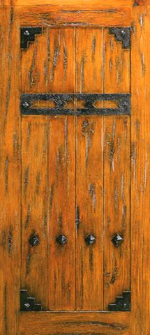 WDMA 42x96 Door (3ft6in by 8ft) Exterior Knotty Alder Single Door V-Grooved Clavos Straps 1