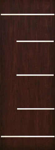 WDMA 42x96 Door (3ft6in by 8ft) Exterior Cherry 96in Contemporary Stainless Steel Bars Single Fiberglass Entry Door FC873SS 1