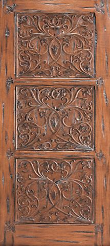 WDMA 42x96 Door (3ft6in by 8ft) Exterior Mahogany Provence Floral Hand Carved Single Door in Solid  1