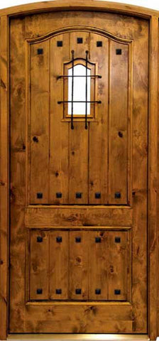 WDMA 42x96 Door (3ft6in by 8ft) Exterior Swing Knotty Alder Kenmure Single Door/Arch Top w Speakeasy 2-1/4 Thick 1