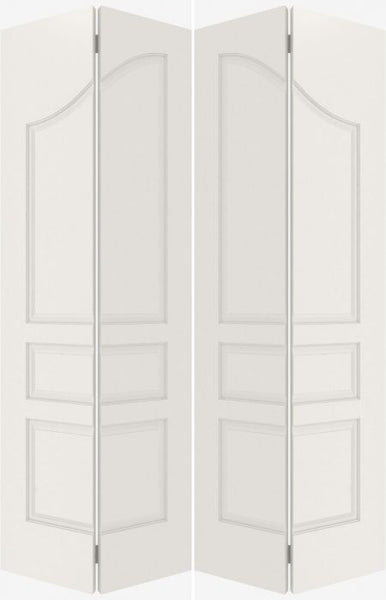 WDMA 44x80 Door (3ft8in by 6ft8in) Interior Swing Smooth 3090 MDF Pair 3 Panel Arch Panel Double Door 1